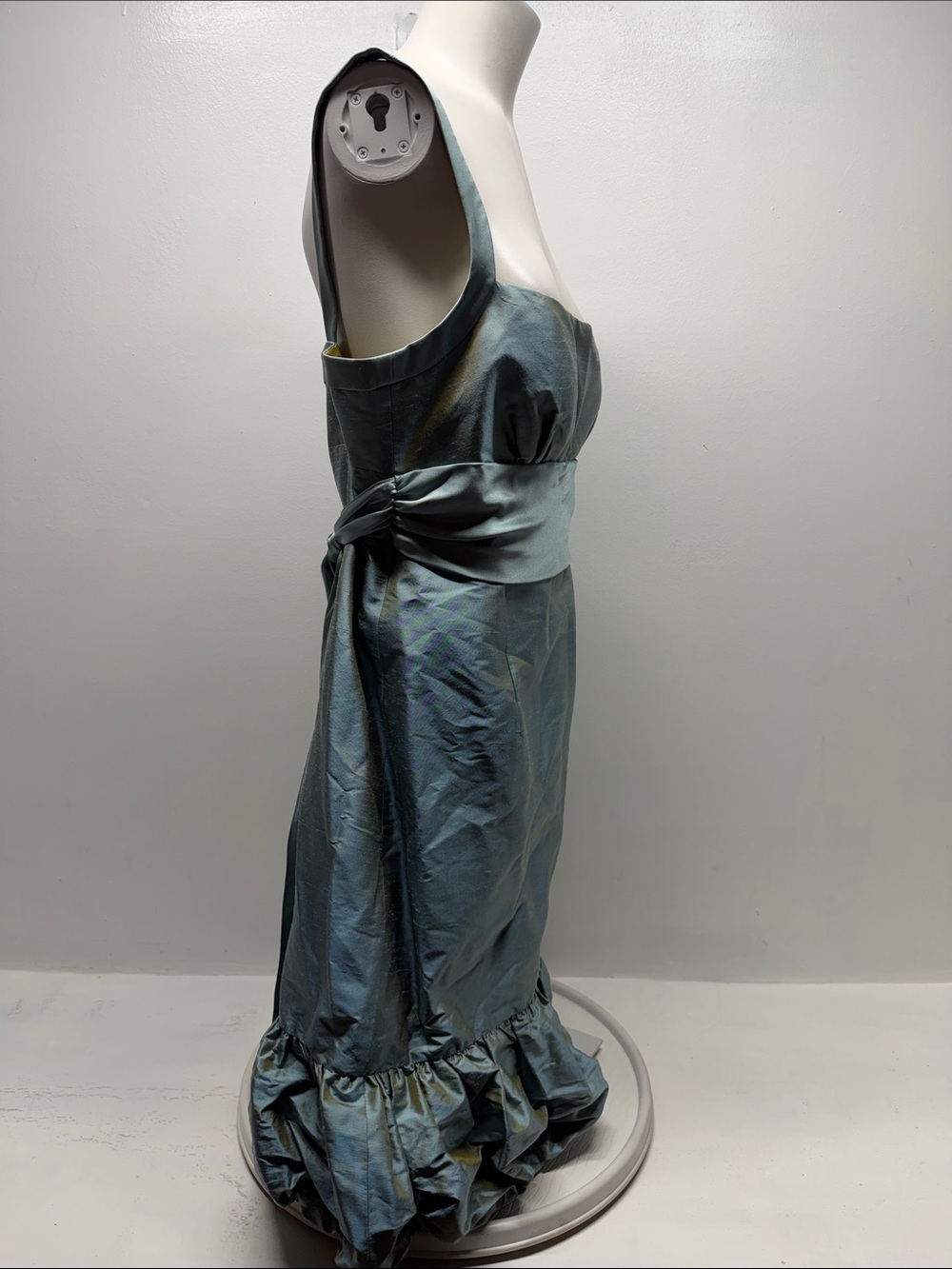 Nicole Miller Dress Midi Sleeveless 100% Silk Chiffon Ruffled Y2K Blue New 10 - Picture 4 of 9